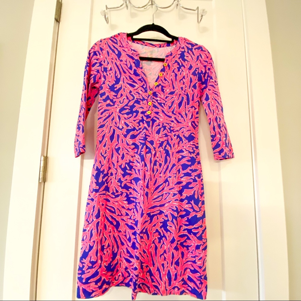 Lilly Pulitzer V Neck Long Sleeve Pink Dress XXS